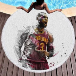 LeBron James NBA Basketball Player Round Beach Towel 1