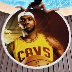 LeBron James Strong NBA Basketball Player Round Beach Towel 1