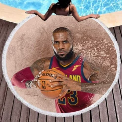 Lebron James Ultimate NBA Basketball Player Round Beach Towel 1