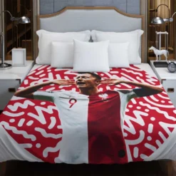 Lewandowski Capable Poland Soccer Player Duvet Cover