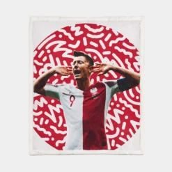 Lewandowski Capable Poland Soccer Player Sherpa Fleece Blanket 1