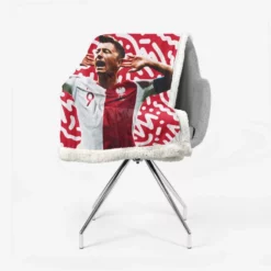 Lewandowski Capable Poland Soccer Player Sherpa Fleece Blanket 2