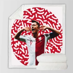 Lewandowski Capable Poland Soccer Player Sherpa Fleece Blanket