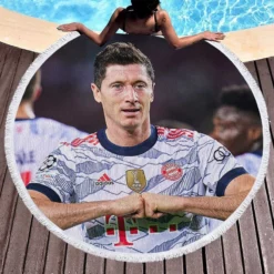 Lewandowski Elite Bundesliga Sports Player Round Beach Towel 1