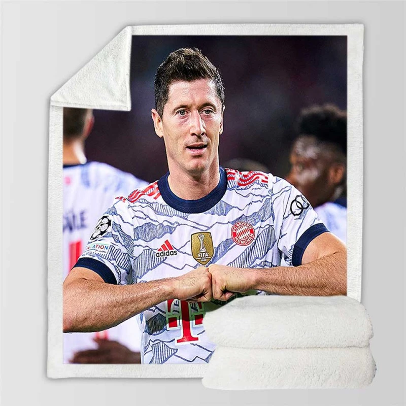 Lewandowski Elite Bundesliga Sports Player Sherpa Fleece Blanket