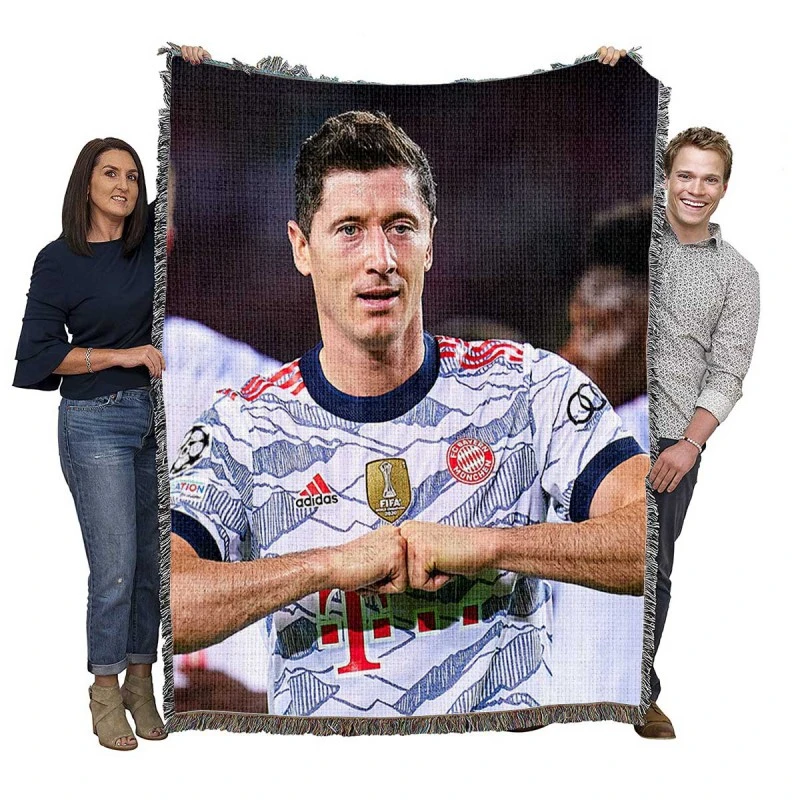 Lewandowski Elite Bundesliga Sports Player Woven Blanket