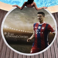 Lewandowski European Cup Sports Player Round Beach Towel 1