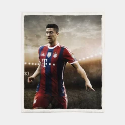 Lewandowski European Cup Sports Player Sherpa Fleece Blanket 1