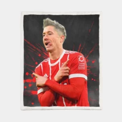 Lewandowski Goal Driven Soccer Player Sherpa Fleece Blanket 1