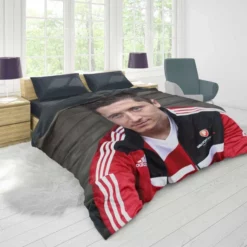 Lewandowski Successful Football Player Duvet Cover 1