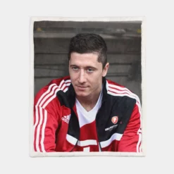 Lewandowski Successful Football Player Sherpa Fleece Blanket 1