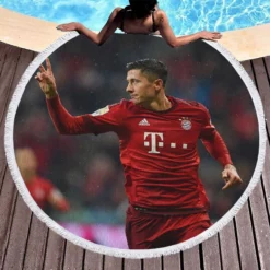 Lewandowski UEFA Champions League Footballer Round Beach Towel 1