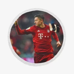 Lewandowski UEFA Champions League Footballer Round Beach Towel