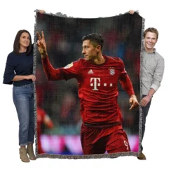 Lewandowski UEFA Champions League Footballer Woven Blanket