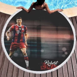 Lewandowski UEFA Club Footballer Round Beach Towel 1