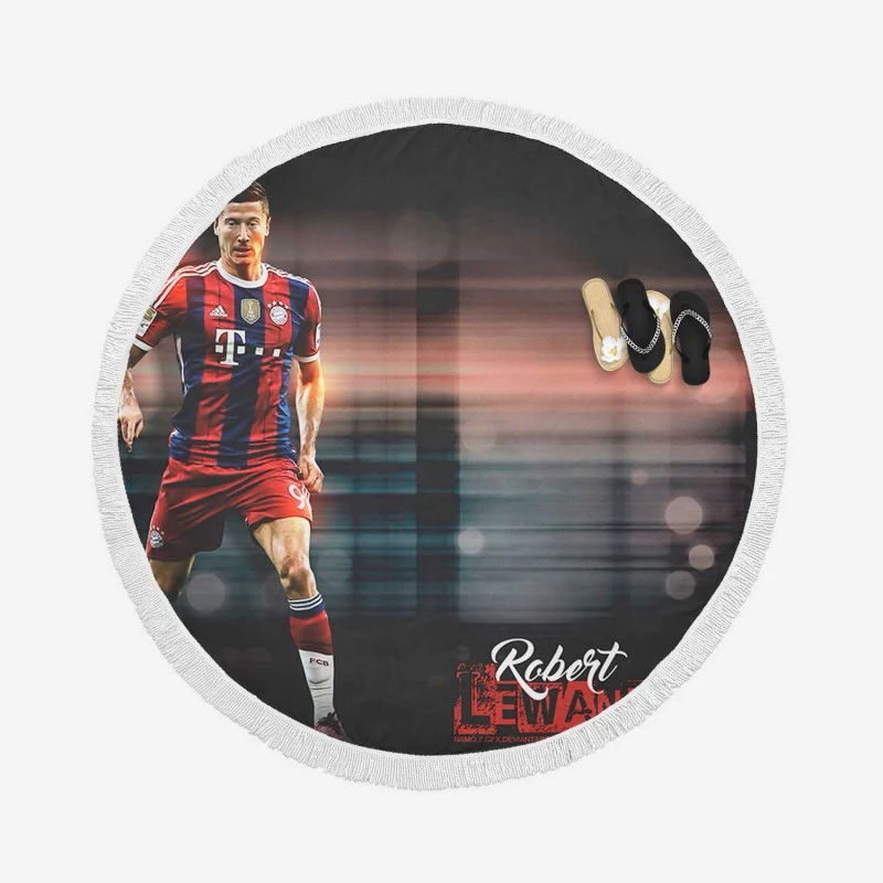 Lewandowski UEFA Club Footballer Round Beach Towel