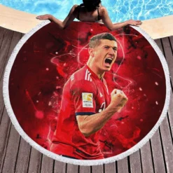 Lewandowski UEFA Super Cups Football Player Round Beach Towel 1