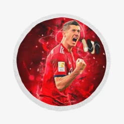 Lewandowski UEFA Super Cups Football Player Round Beach Towel