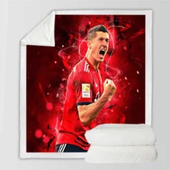 Lewandowski UEFA Super Cups Football Player Sherpa Fleece Blanket