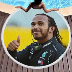 Lewis Hamilton Professional British Racing Driver Round Beach Towel 1