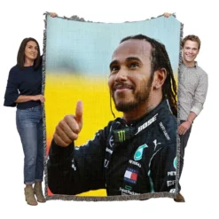 Lewis Hamilton Professional British Racing Driver Woven Blanket
