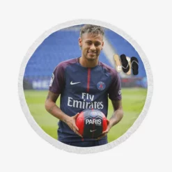 Ligue 1 Soccer Player Neymar Round Beach Towel