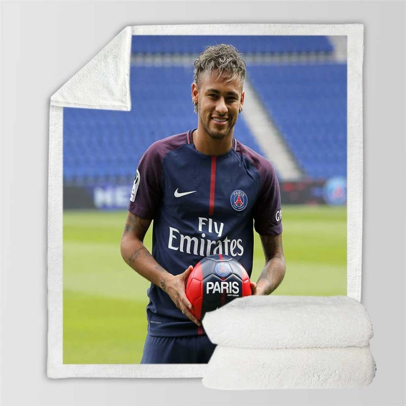 Ligue 1 Soccer Player Neymar Sherpa Fleece Blanket