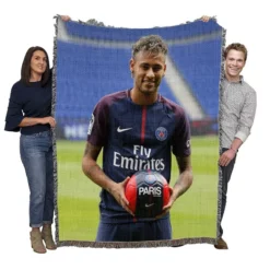 Ligue 1 Soccer Player Neymar Woven Blanket