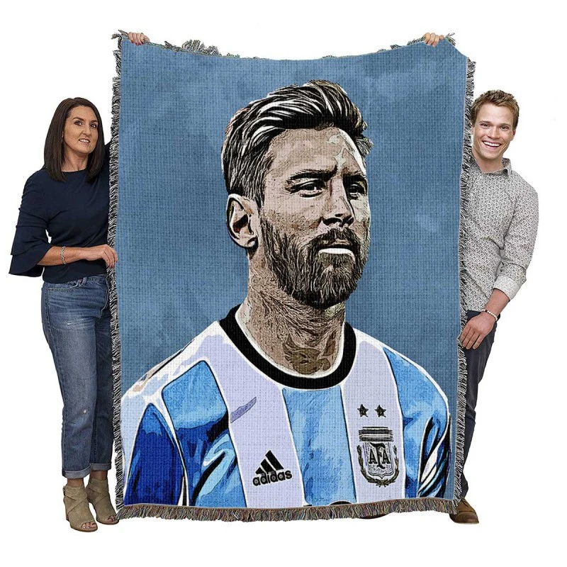 Lionel Messi  Argentina Copa America Soccer Player Woven Blanket