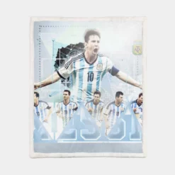 Lionel Messi Argentina Football Player Sherpa Fleece Blanket 1