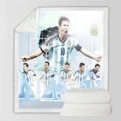 Lionel Messi Argentina Football Player Sherpa Fleece Blanket