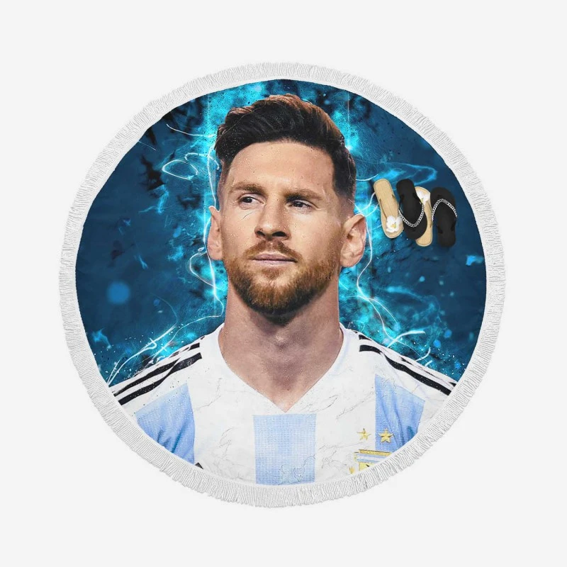 Lionel Messi  Argentina National Soccer Player Round Beach Towel