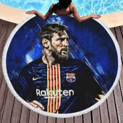 Lionel Messi Argentinian Footballer Player Round Beach Towel 1