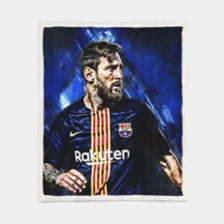 Lionel Messi Argentinian Footballer Player Sherpa Fleece Blanket 1