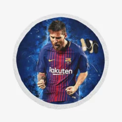 Lionel Messi  Barca Ballon d Or Football Player Round Beach Towel