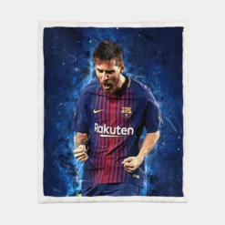 Lionel Messi  Barca Ballon d Or Football Player Sherpa Fleece Blanket 1