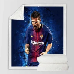 Lionel Messi  Barca Ballon d Or Football Player Sherpa Fleece Blanket