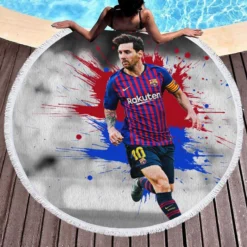 Lionel Messi  Barca Champions Leagues Soccer Player Round Beach Towel 1