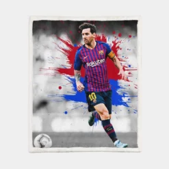 Lionel Messi  Barca Champions Leagues Soccer Player Sherpa Fleece Blanket 1