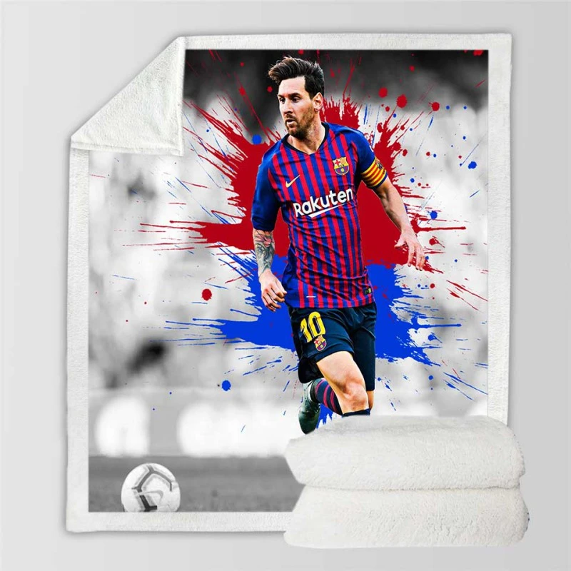 Lionel Messi  Barca Champions Leagues Soccer Player Sherpa Fleece Blanket