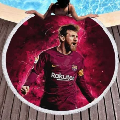 Lionel Messi  Barca Copa del Rey Football Player Round Beach Towel 1