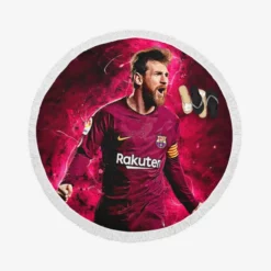 Lionel Messi  Barca Copa del Rey Football Player Round Beach Towel