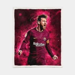 Lionel Messi  Barca Copa del Rey Football Player Sherpa Fleece Blanket 1