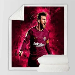 Lionel Messi  Barca Copa del Rey Football Player Sherpa Fleece Blanket