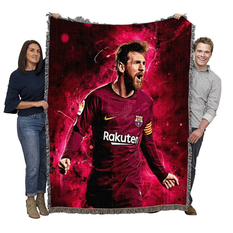 Lionel Messi  Barca Copa del Rey Football Player Woven Blanket