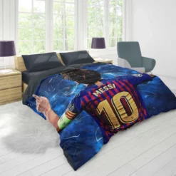 Lionel Messi  Barca European Golden Shoes Winning Player Duvet Cover 1