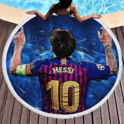 Lionel Messi  Barca European Golden Shoes Winning Player Round Beach Towel 1