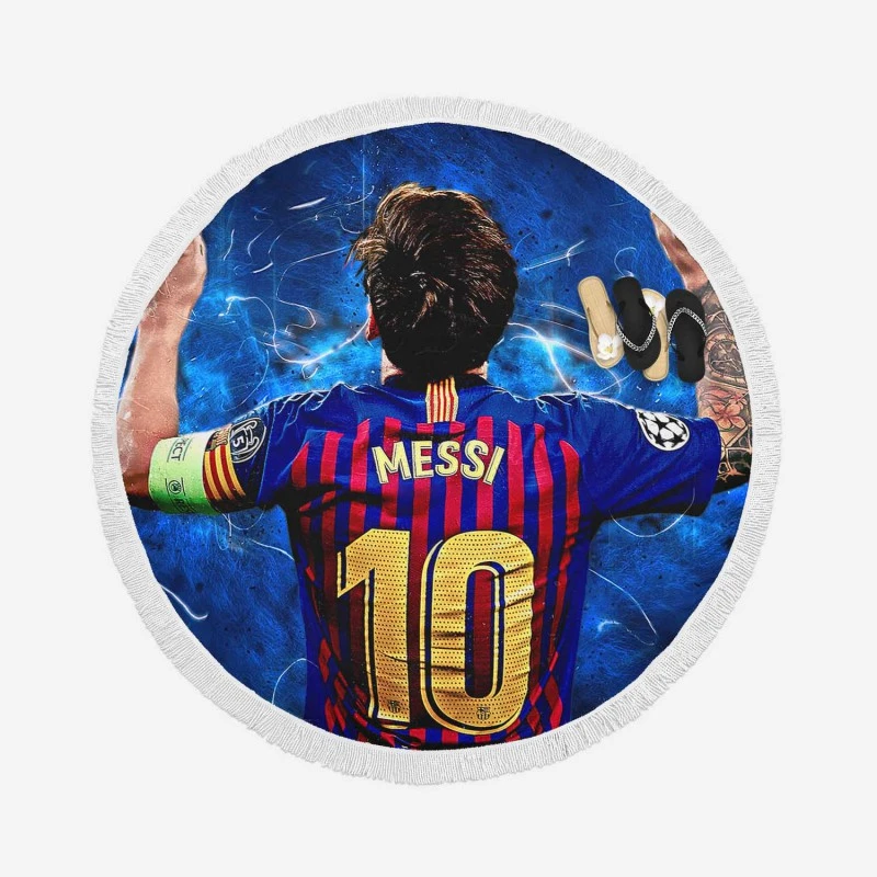 Lionel Messi  Barca European Golden Shoes Winning Player Round Beach Towel