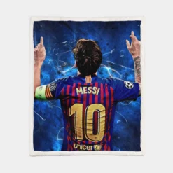 Lionel Messi  Barca European Golden Shoes Winning Player Sherpa Fleece Blanket 1