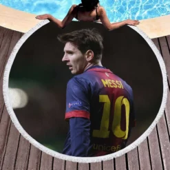 Lionel Messi Barca Footballer Player Round Beach Towel 1